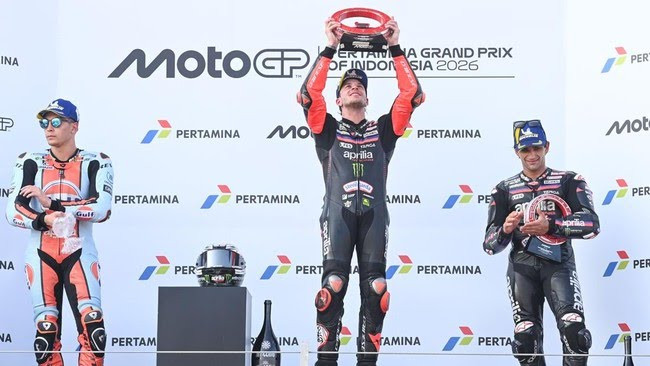 Tak Terbendung! Marco Bezzecchi Juara MotoGP Mandalika 2026, Aprilia Sapu Bersih Podium